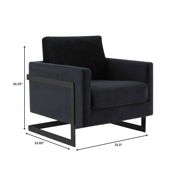 Fauteuil moderne en velours avec piètement en acier noir - 35