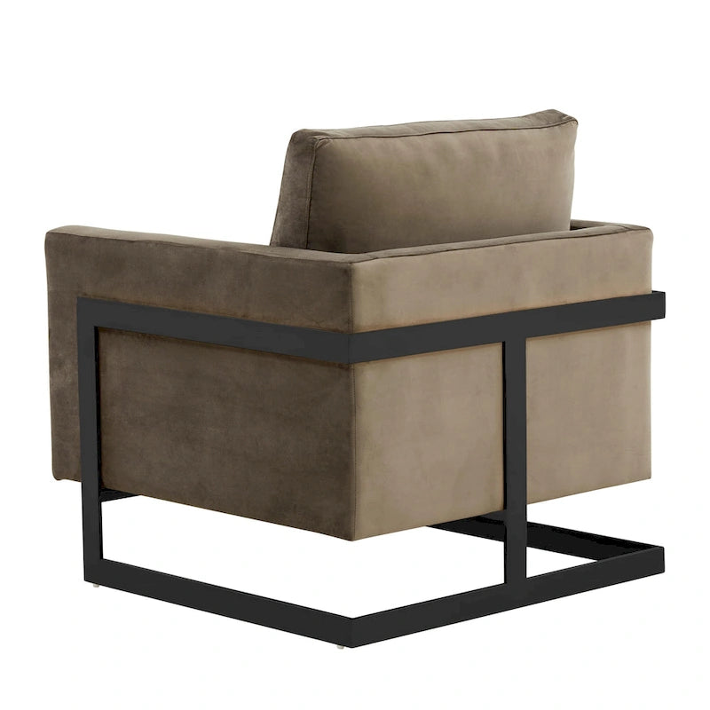 Fauteuil moderne en velours avec piètement en acier noir - 35