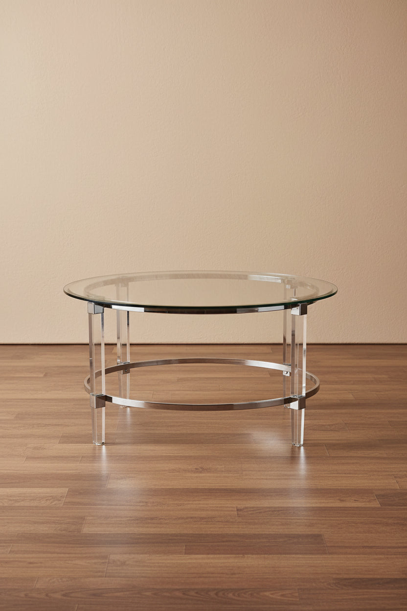 Elowen Round Glass Coffee Table by Christopher Knight Home - 35.5L x 35.5W x 18H