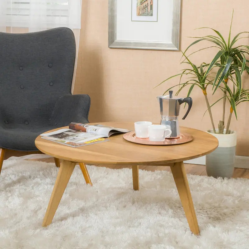 Table basse ronde en bois d'acacia par