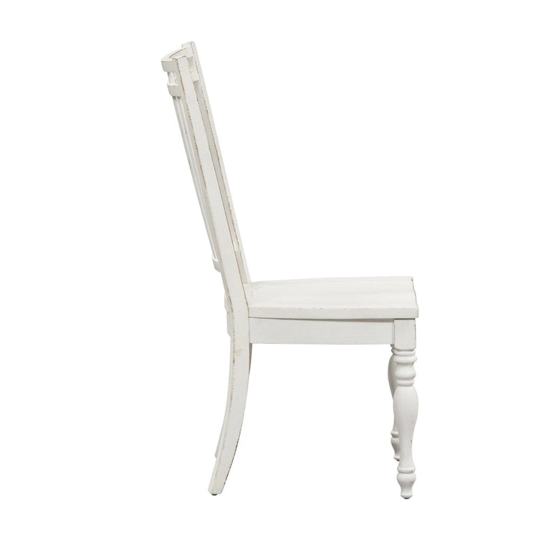 Chaise d'appoint à dossier à barreaux en bois patiné blanc antique (lot de 2)