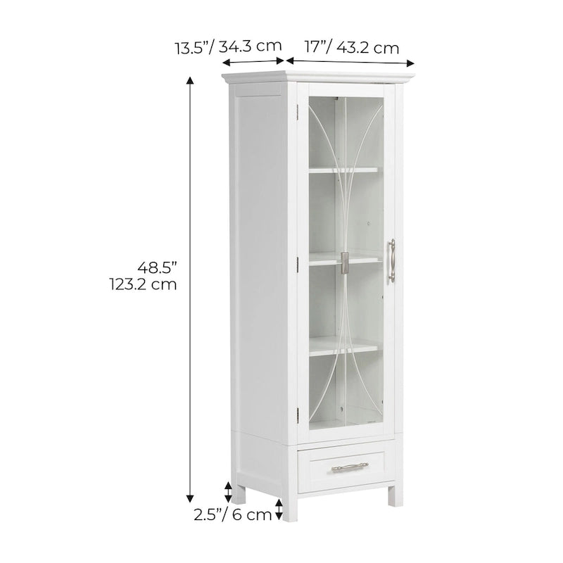 Meuble de rangement pour linge de maison sur pieds avec tiroir