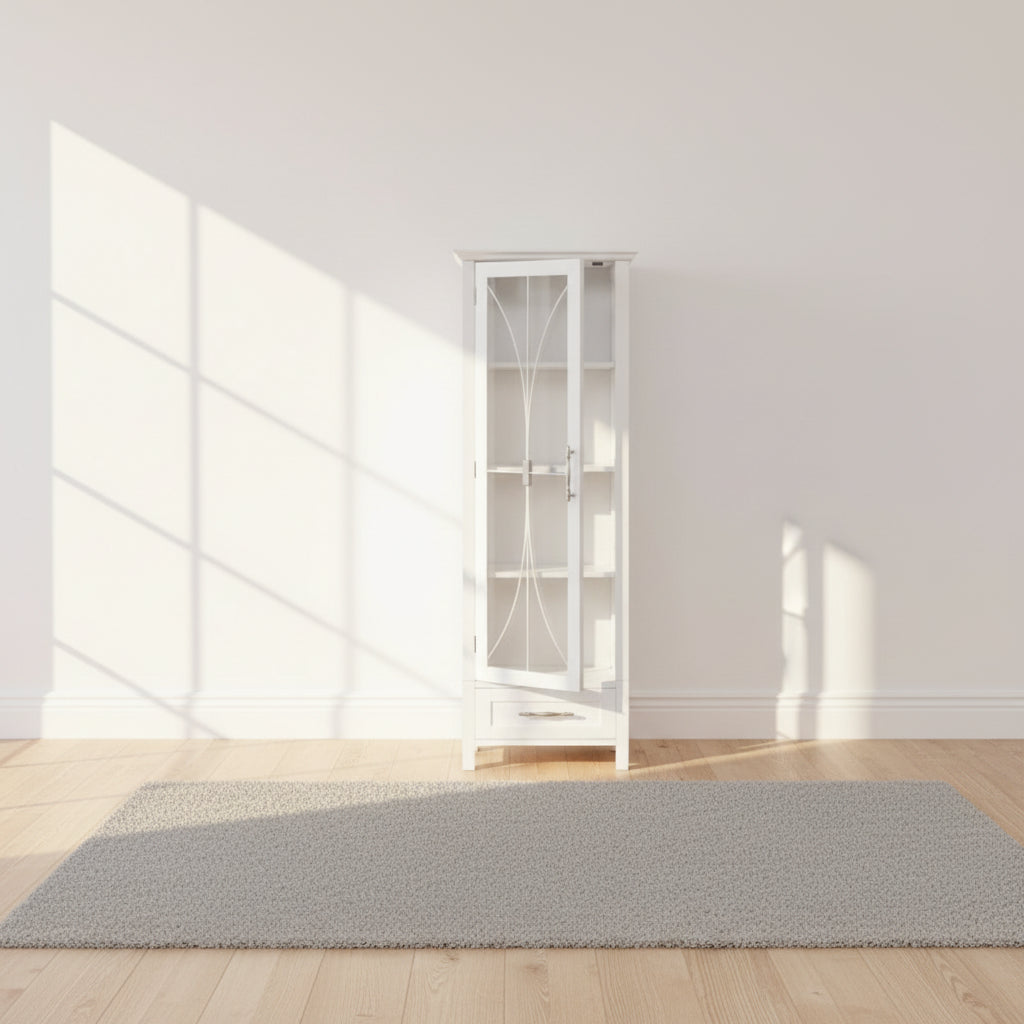 Meuble de rangement pour linge de maison sur pieds avec tiroir