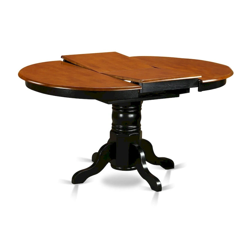 East West Furniture Table de cuisine moderne – un plateau de table à manger ovale avec rallonge papillon et base piédestal, (Options de finition)