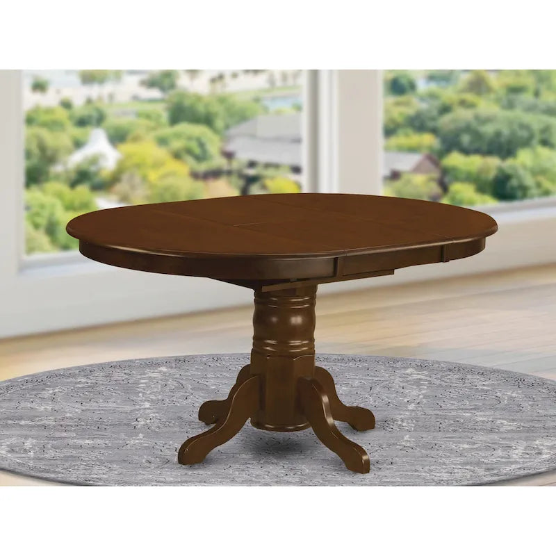 East West Furniture Table de cuisine moderne – un plateau de table à manger ovale avec rallonge papillon et base piédestal, (Options de finition)