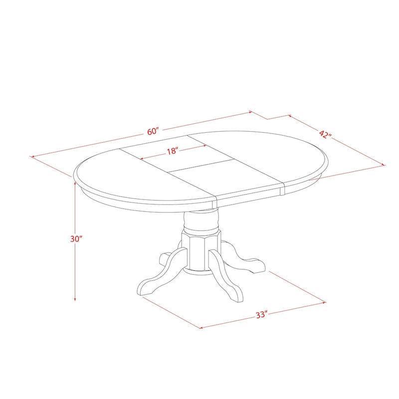 East West Furniture Table de cuisine moderne – un plateau de table à manger ovale avec rallonge papillon et base piédestal, (Options de finition)