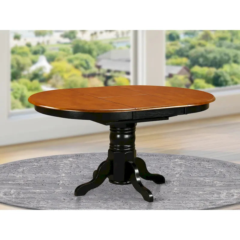 East West Furniture Table de cuisine moderne – un plateau de table à manger ovale avec rallonge papillon et base piédestal, (Options de finition)