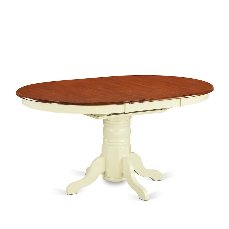 East West Furniture Table de cuisine moderne – un plateau de table à manger ovale avec rallonge papillon et base piédestal, (Options de finition)