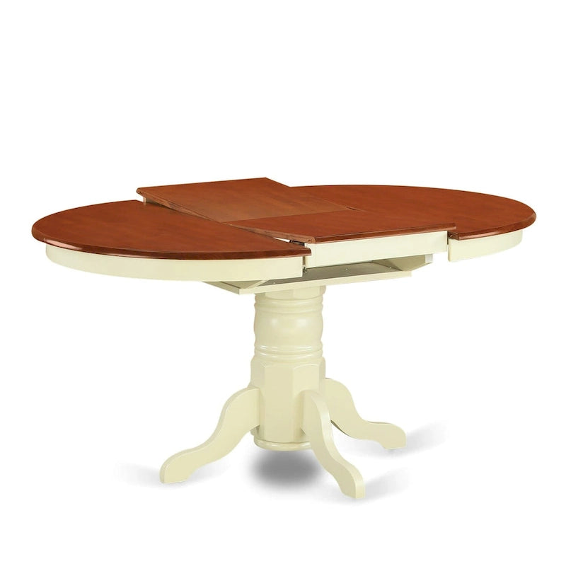 East West Furniture Table de cuisine moderne – un plateau de table à manger ovale avec rallonge papillon et base piédestal, (Options de finition)
