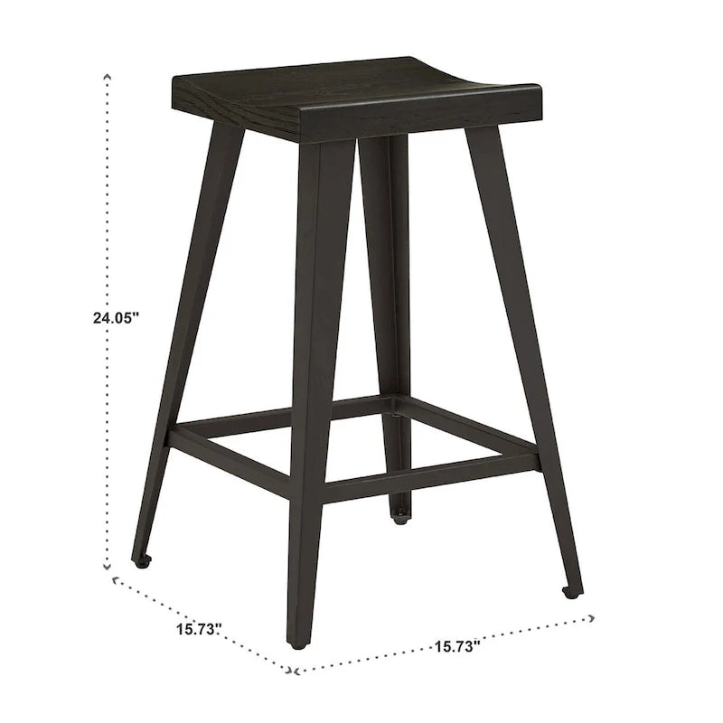 Îlot de cuisine noir à 2 portes avec prises de courant et USB et 2 tabourets par