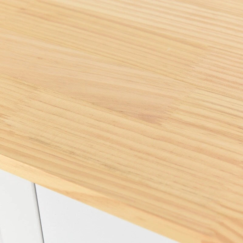 Îlot de cuisine mobile avec plateau en bois massif, 2 tiroirs et porte-serviettes, sur roulettes verrouillables