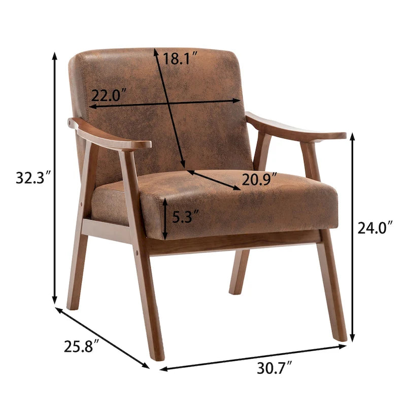 Fauteuil d'appoint à cadre en bois massif