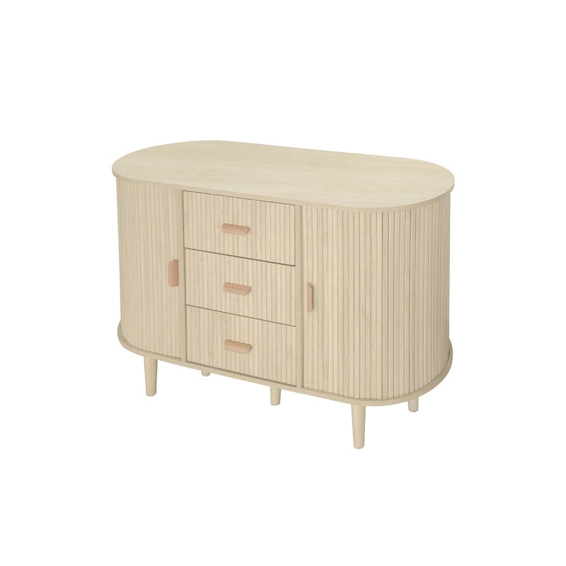 Meuble d'appoint avec portes tambours coulissantes en douceur