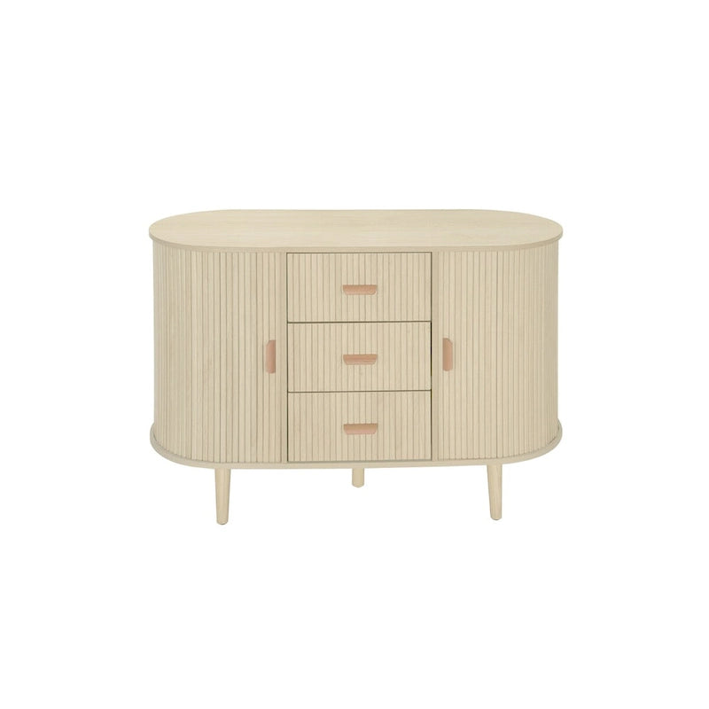 Meuble d'appoint avec portes tambours coulissantes en douceur