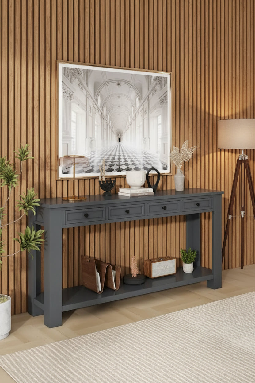 Console Table for Entryway Hallway Sofa Table with Storage Drawers and Bottom Shelf