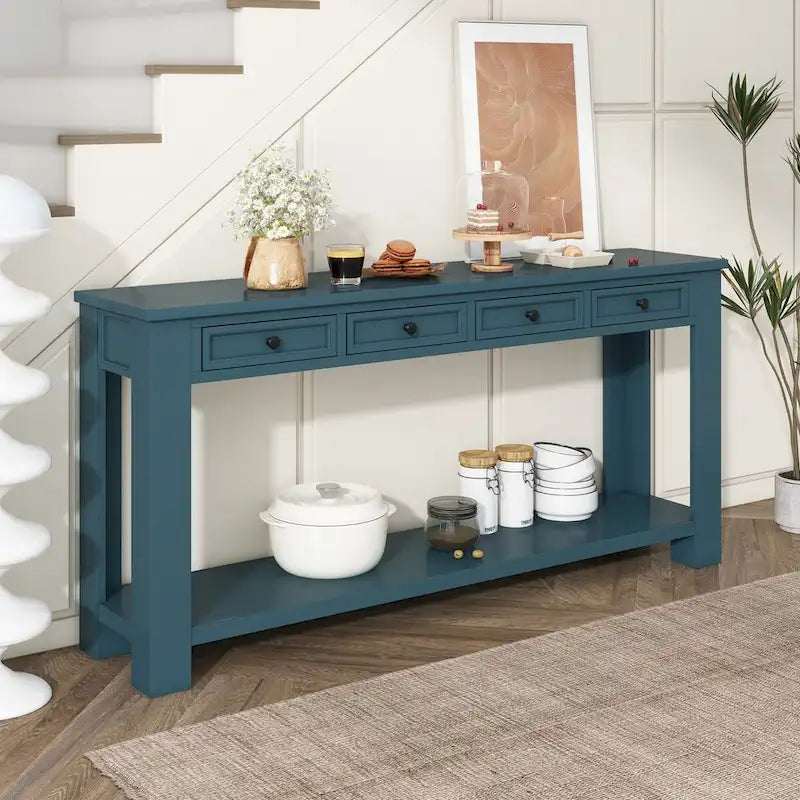 Console d'entrée pour couloir, table de canapé avec tiroirs de rangement et étagère inférieure