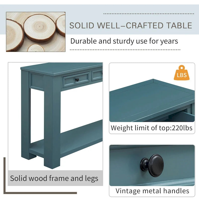 Console d'entrée pour couloir, table de canapé avec tiroirs de rangement et étagère inférieure