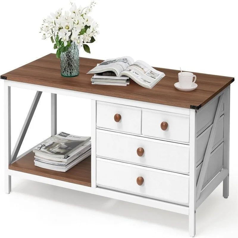 Table basse avec 4 tiroirs de rangement - 50P x 110L x 49,5H