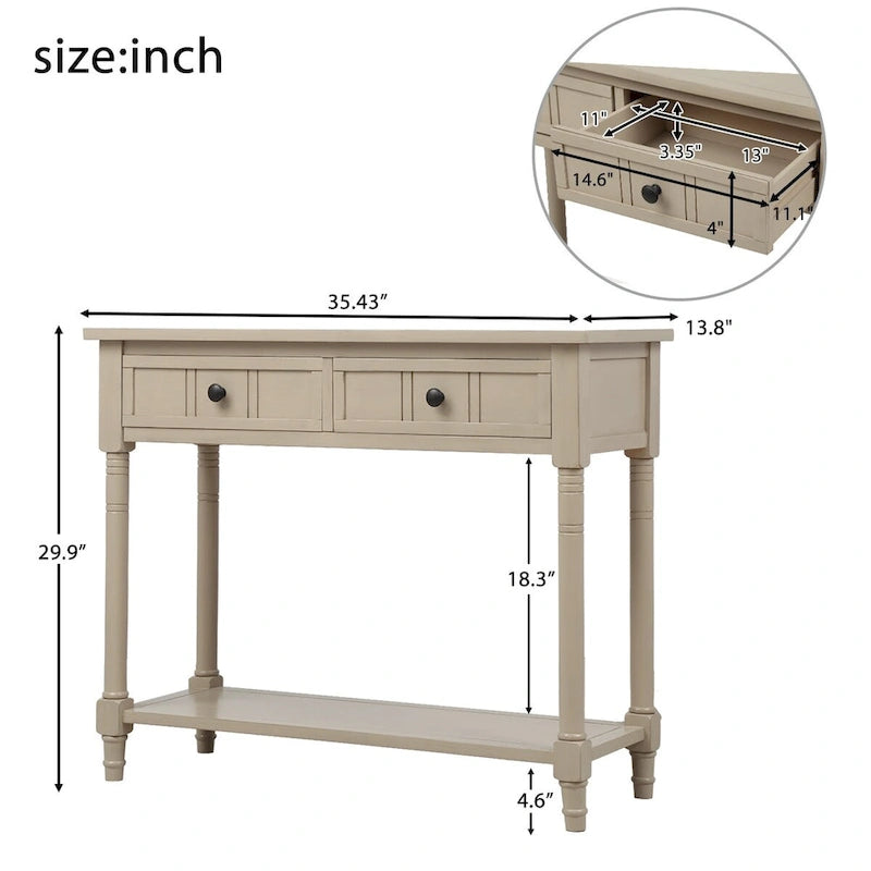 Console Daisy avec 2 tiroirs et étagère inférieure
