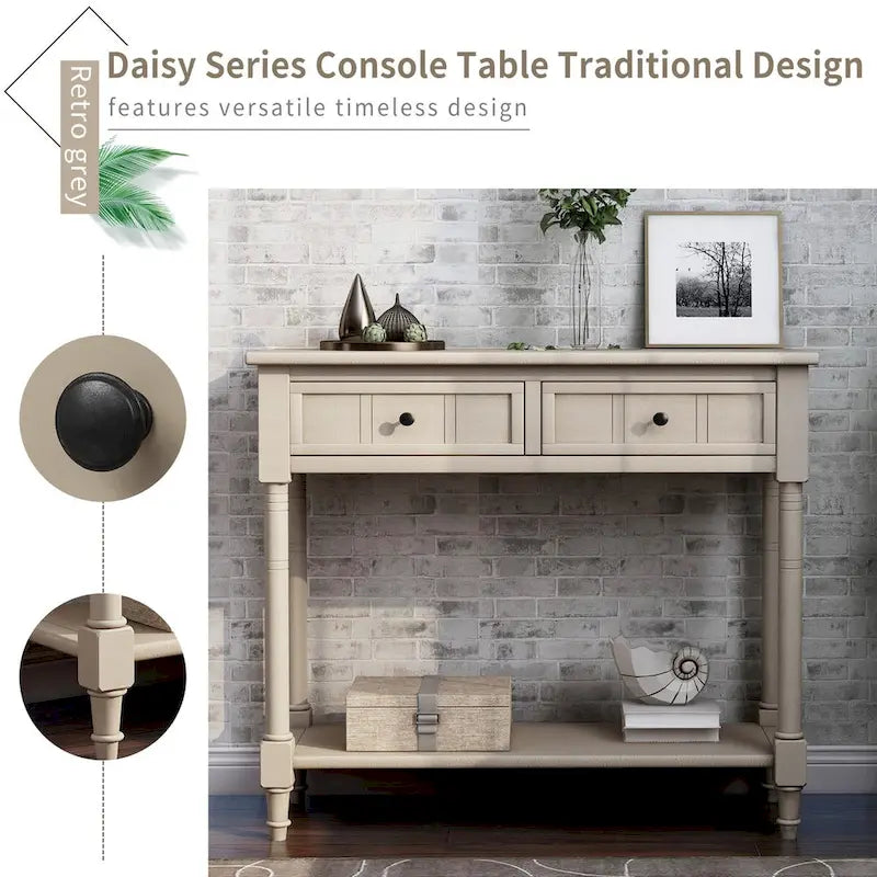 Console Daisy avec 2 tiroirs et étagère inférieure
