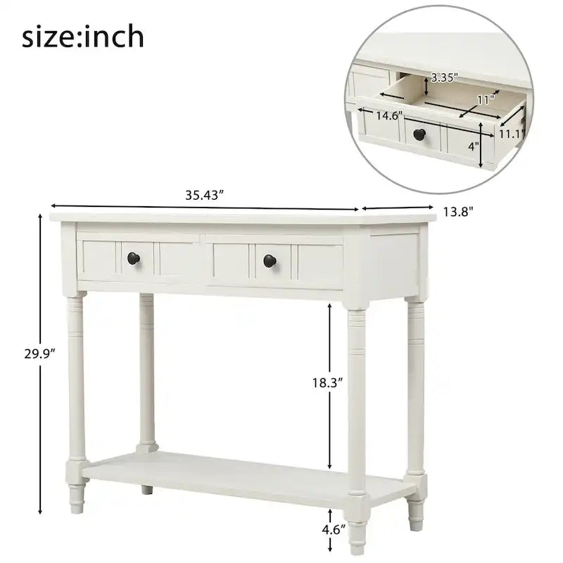 Console Daisy avec 2 tiroirs et étagère inférieure