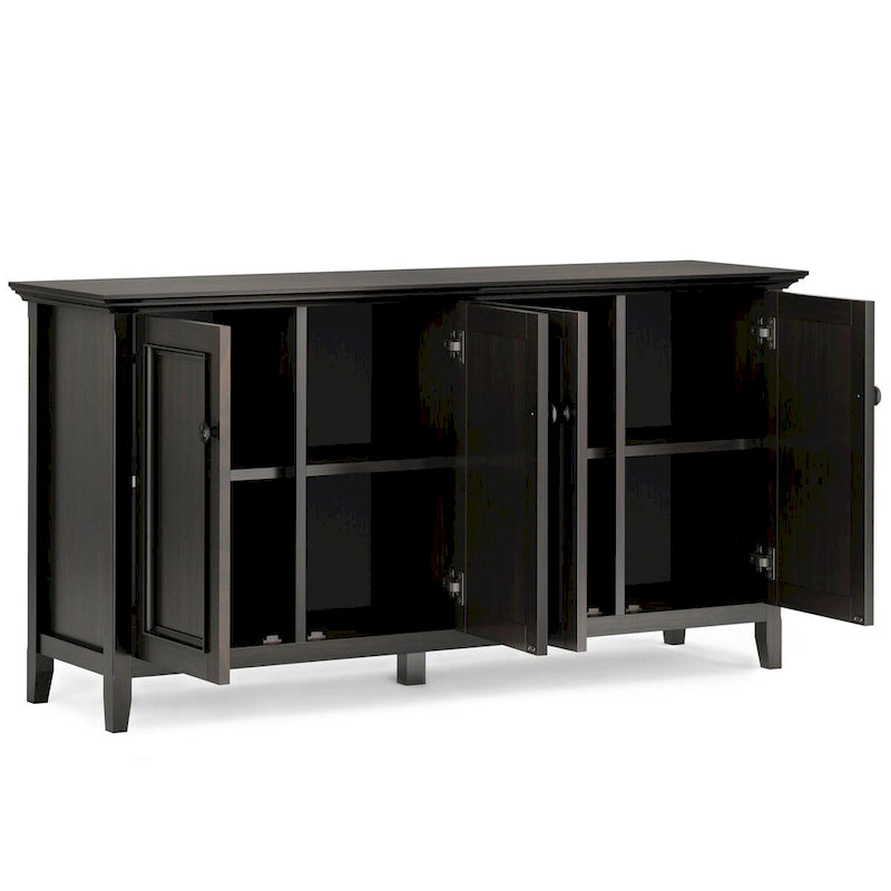 ARMOIRE DE RANGEMENT TRANSITIONNELLE EN BOIS MASSIF, 4 PORTES, 168 CM DE LARGE, BRUN HICKORY - 46 P X 168 L X 86 H CM