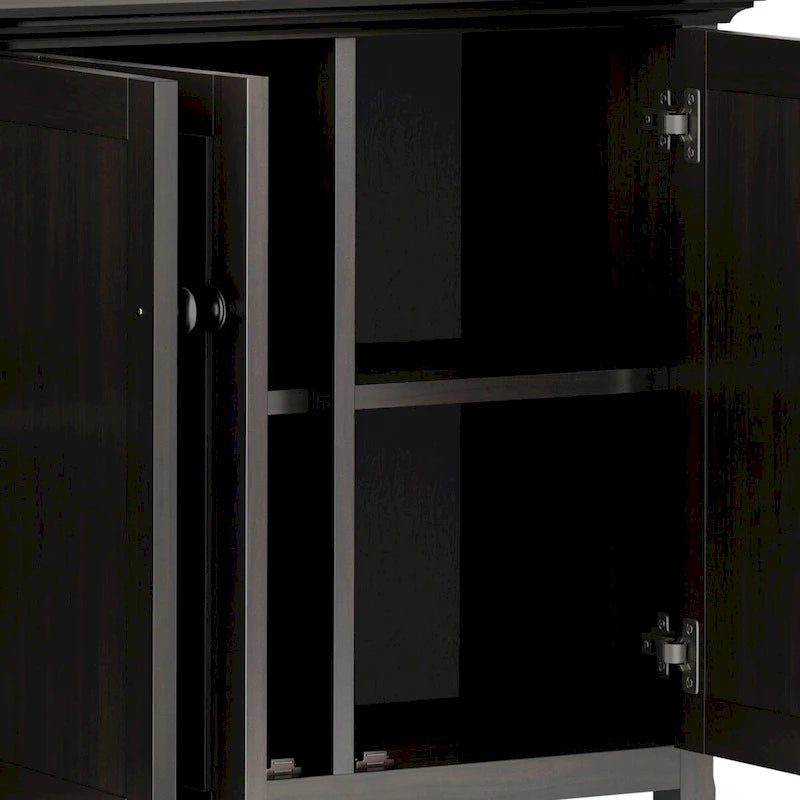 ARMOIRE DE RANGEMENT TRANSITIONNELLE EN BOIS MASSIF, 4 PORTES, 168 CM DE LARGE, BRUN HICKORY - 46 P X 168 L X 86 H CM