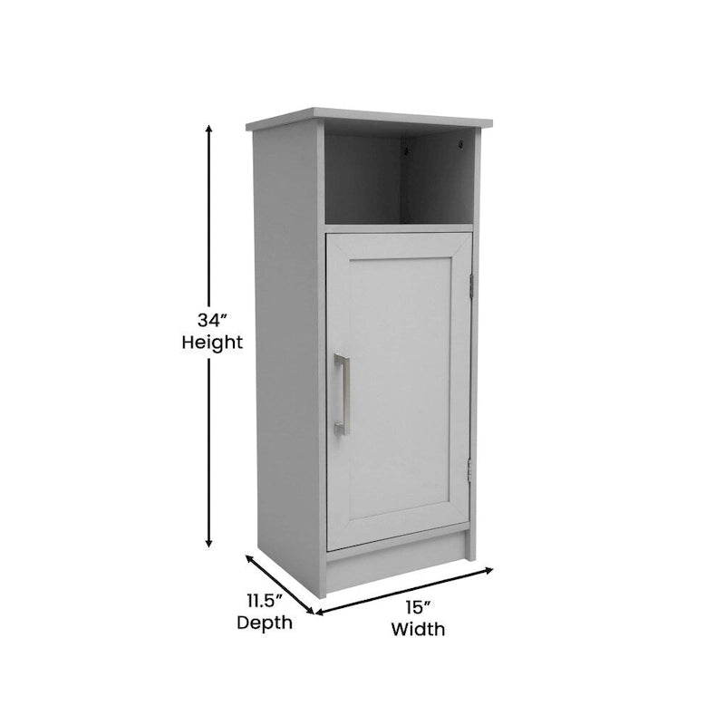 Organisateur de rangement bas avec porte à fermeture magnétique et étagères