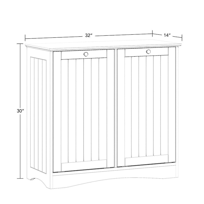 Meuble de rangement pour linge avec deux paniers basculants et sacs en tissu amovibles - Blanc