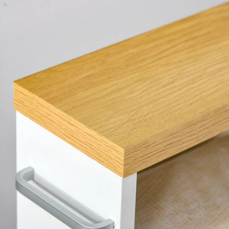 Meuble de salle de bain fin à roulettes avec rangement, Blanc