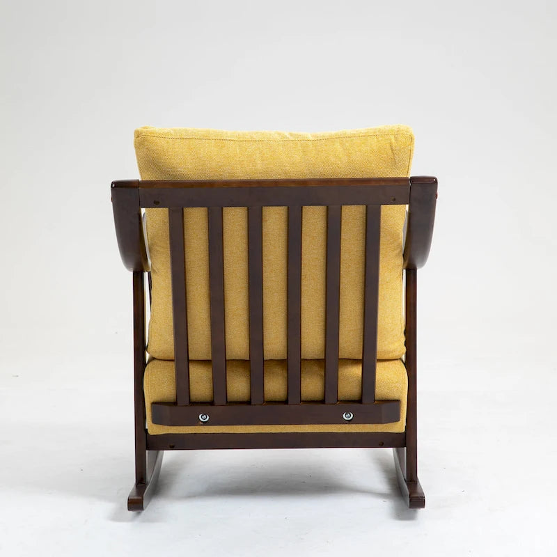Fauteuil à bascule en lin et bois massif