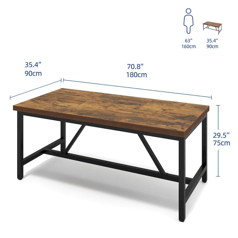Table de salle à manger rustique 70" pour 8 personnes