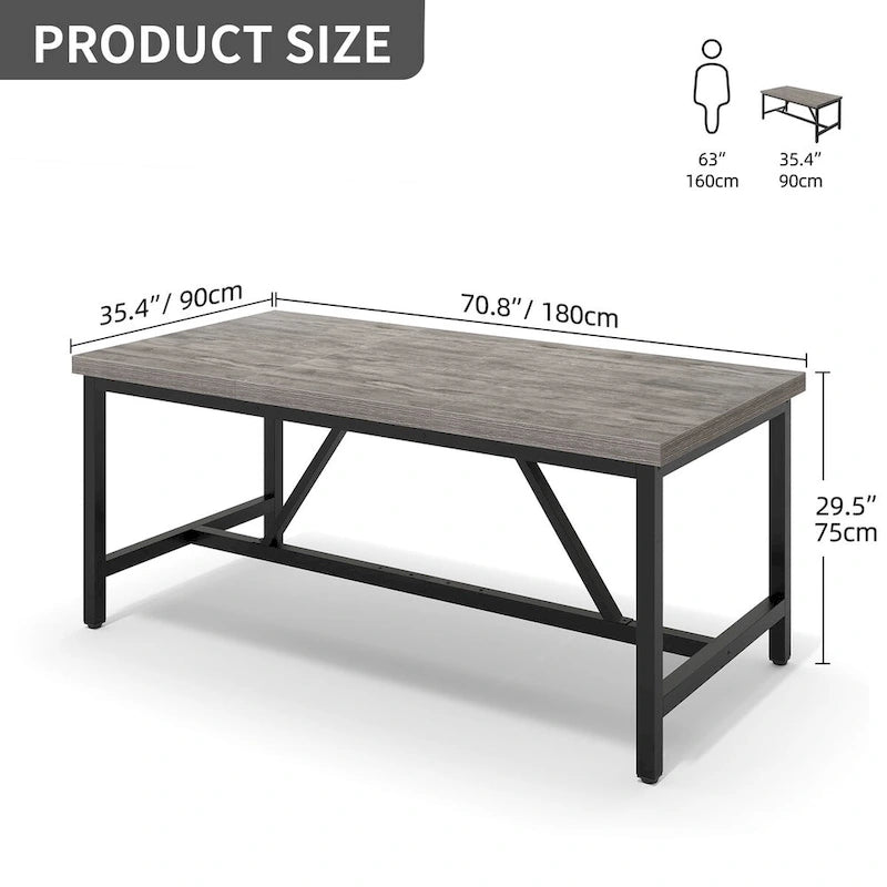 Table de salle à manger rustique 70" pour 8 personnes